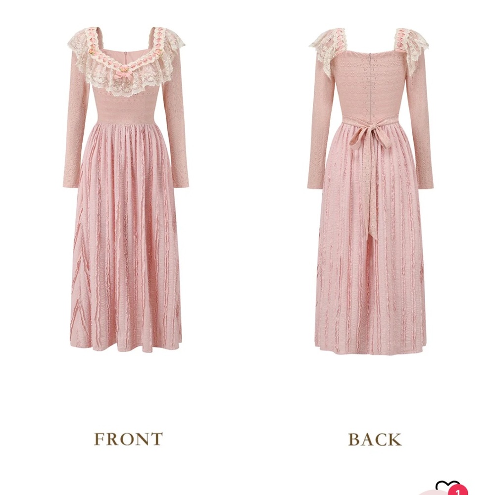 Vintage-Inspired Long Sleeve Lace Maxi Dress - Blush Pink